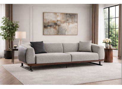 Elegante Graue Textilcouch Wohnzimmer 3-Sitzer Elegante Couch