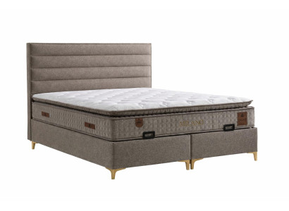 Bett mit Matratze Moderner Stil Braun Bett mit Stauraum Stoffbezug
