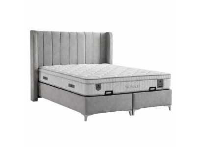Bett mit Matratze Moderner Stil Grau Bett mit Stauraum Stoffbezug
