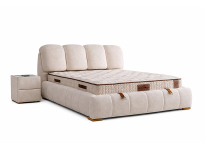 Schlafzimmer-Set Moderner Stil Beigefarben Bett mit Stauraum Stoffbezug