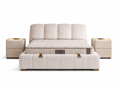 Schlafzimmer-Set Moderner Stil Beigefarben Bett mit Stauraum Stoffbezug