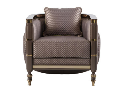 Sessel Farbe Braun Stil Art Déco Holzrahmen Weiche Seitenwände Neu