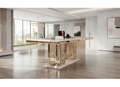 Luxuriöser Esstisch mit goldenen Details und elegantem Design