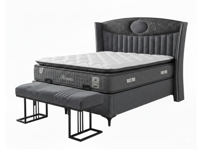 Schlafzimmer-Set Moderner Stil Graue farben Bett mit Stauraum Stoffbezug