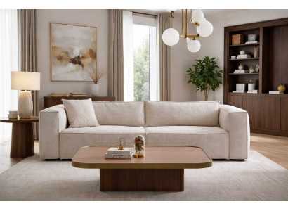 Moderne Creme 3-Sitzer Couch Stoffsofas Designer Textilcouchen