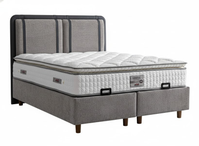 Bett mit Matratze Moderner Stil Weiche Polsterung Bett mit Stauraum