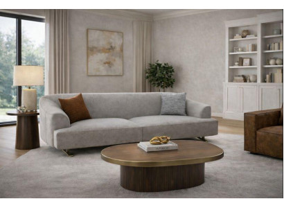 Stilvolle Wohnzimmer Graue Polstercouch Designer 3-Sitzer Sofa