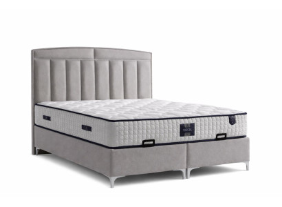Bett mit Matratze Moderner Stil Grau Bett mit Stauraum Weiche Polsterun