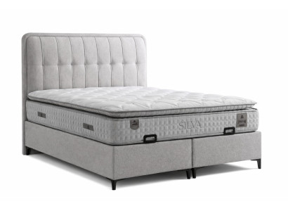 Bett mit Matratze Moderner Stil Grau Bett mit Stauraum Weiche Polsterun
