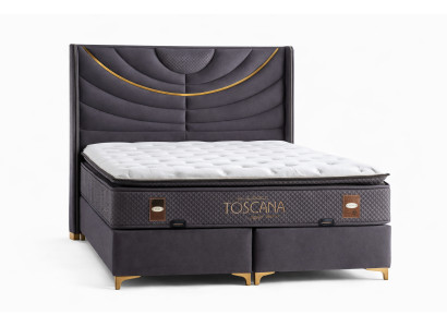 Bett mit Matratze Moderner Stil Blau Bett mit Stauraum Weiche Polsterung