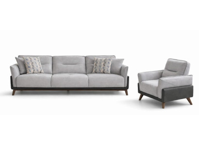 Wohnzimmer-Set 3-Sitzer-Sofa Sessel Weiß Moderner Stil Weiches Sofa