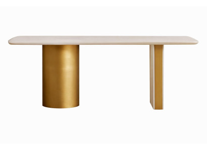 Eleganter Esstisch mit goldener Säule und modernem Luxusdesign