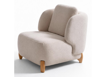 Sessel Beige Farbe Stil Modern Weicher Sessel Holzbeine Holzrahmen