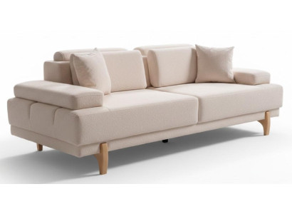 3-Sitzer-Sofa Beige Farbe Moderner Stil Weiche Armlehnen Großes Sofa
