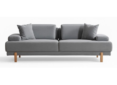 3-Sitzer-Sofa Grau Moderner Stil Verstellbare Rückenlehne Holzbeine