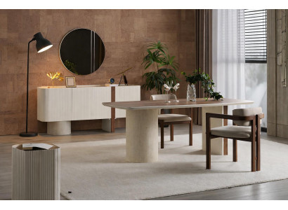 Elegantes Möbelset: Esstisch, 2 Stühle, Konsole, Spiegel und Tisch