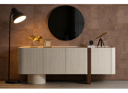 Stilvolle Konsole mit runden Spiegel und minimalistischer Optik