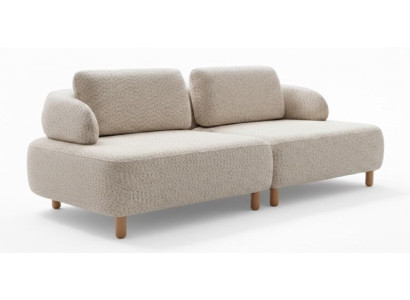 Sofa Beige Farbe Moderner Stil Weicher Armlehnenbezug Holzbeine Neu