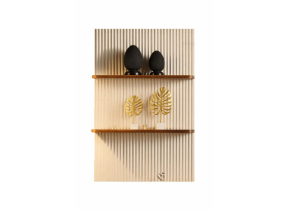 Modernes Wandregal mit ribbeldesign und eleganten goldenen Akzenten