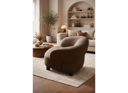 Bequemer Brauner Sessel Stilvoller Stoffsessel Wohnzimmer Möbel