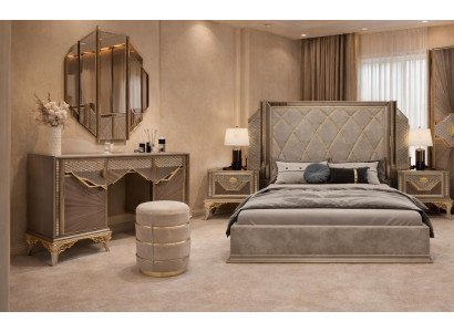 Schlafzimmer Set mit elegantem Bett Nachttischen und Schminktisch