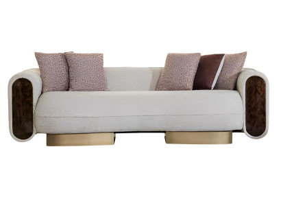 Stilvolles 3-Sitzer-Sofa Beige Farbe Minimalistische Stil Holzarmlehne