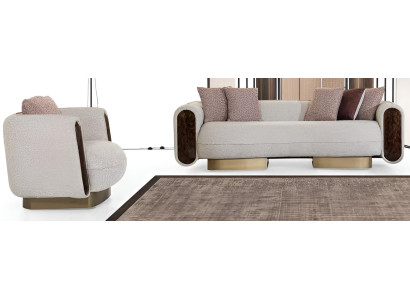 Weißes Sofa-Set Minimalistischer Stil Modernes Interieur Holzarmlehnen