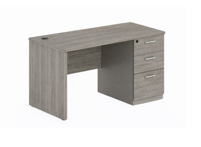 Schreibtisch in Grau mit Holzstruktur Moderner Arbeitstisch Designer Tisch