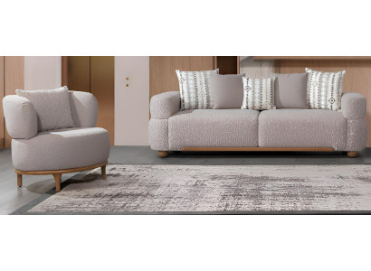 Sofa-Set Minimalistischer Stil Holzrahmen Beige Modernes Interieur