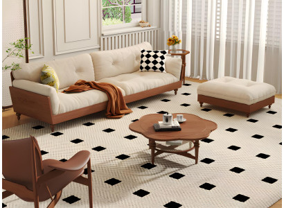 Designer Wohnzimmer Set Beige Sofa 3+1 Sitzer & Couchtisch 3tlg.