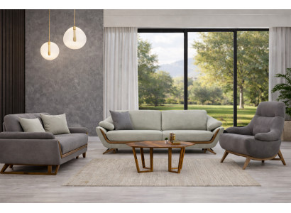 Set aus 2x Sofas und Sessel mit modernen Akzenten für jedes Wohnzimmer