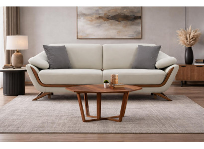 Modernes Weiß Sofa mit eleganten Holzrahmen und komfortablem Design hochwertige