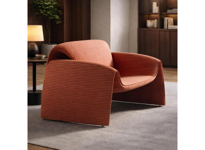 Stylischer Sessel im modernen Design mit geriffeltem Stoffbezug Hochwertige