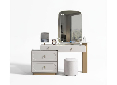 Schminktisch Modern Weiß Elegant Designer-Schminktisch Holz Spiegel
