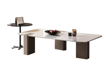 Beiger Couchtisch-Set Edle Wohnzimmer Kaffeetische Robuste Sofatische