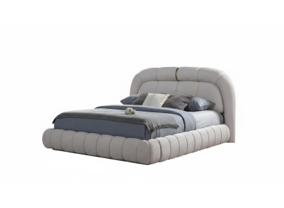 Bett Modern Weiß Designer-Bett Stoff Minimalismus Komfortabel Elegant