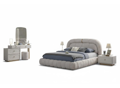 Schlafzimmer Set Modern Weiß Bett Nachttische Schminktisch Spiegel