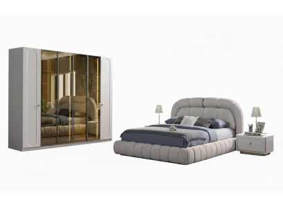 Schlafzimmer Set Modern Weiß Bett Nachttische Kleiderschrank Elegant