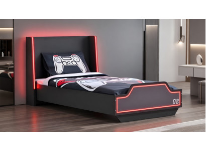 Bett mit LED Akzenten und Gaming Stil für stylisches Jugendzimmer