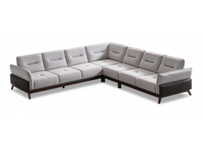 Ecksofa Weiß Farbe Moderner Stil Holzbeine Weiche Armlehnen Holzrahmen
