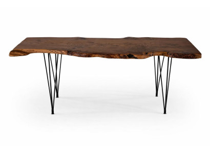 Massiver Live-Edge Esstisch mit eleganten Metallbeinen aus Holz