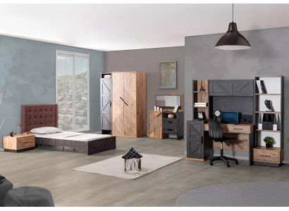 Stilvolles Schlafzimmer Set Bett Kleiderschrank und funktionale Möbel