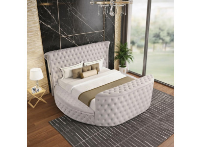 Rundbett Luxuriöses Polsterbett Doppelbett Modernes Design Bequem