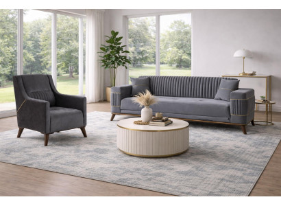Sofagarnitur Couch Set Polster aus Textil Gemütliche Sofas 3+1