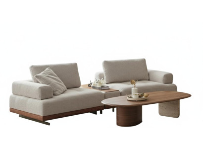 Wohnzimmer-Set Moderner Stil Stoffbezug Beige Farbe Weiches Sofa