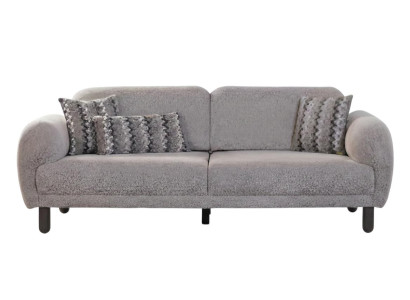 Stilvoller 3-Sitzer Sofa Modernes Interieur Weiches Kopfteil Holzrahmen