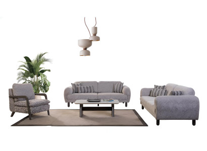 Sofa-Set Holzrahmen Glatte Ecken Minimalistische Stil Modernes Design