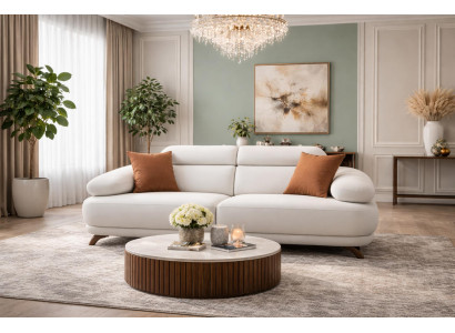 Elegante Wohnzimmer Polstercouch Stilvoller 3-Sitzer Textilsofa