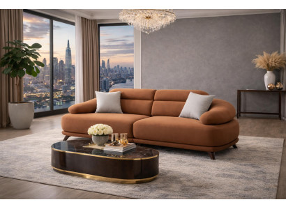 Designer Brauner 3-Sitzer Luxuriöses Relaxsofa Designer Sitzmöbel
