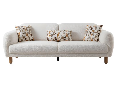 Modernes 3-Sitzer-Sofa Holzrahmen Minimalistischer Stil Weiß Farbe